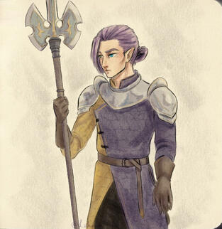 Colored character sketch 3/4 body