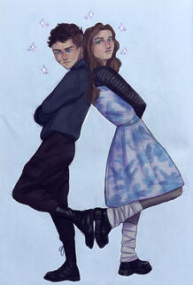 Colored couple sketch fullbody
