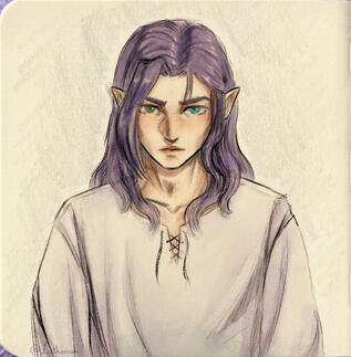 Colored character sketch halfbody