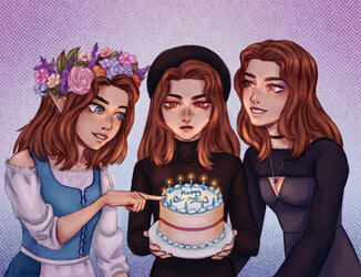 Three characters rendered