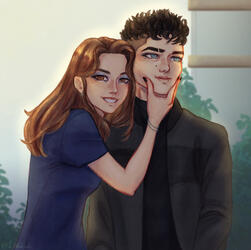 Rendered couple half body